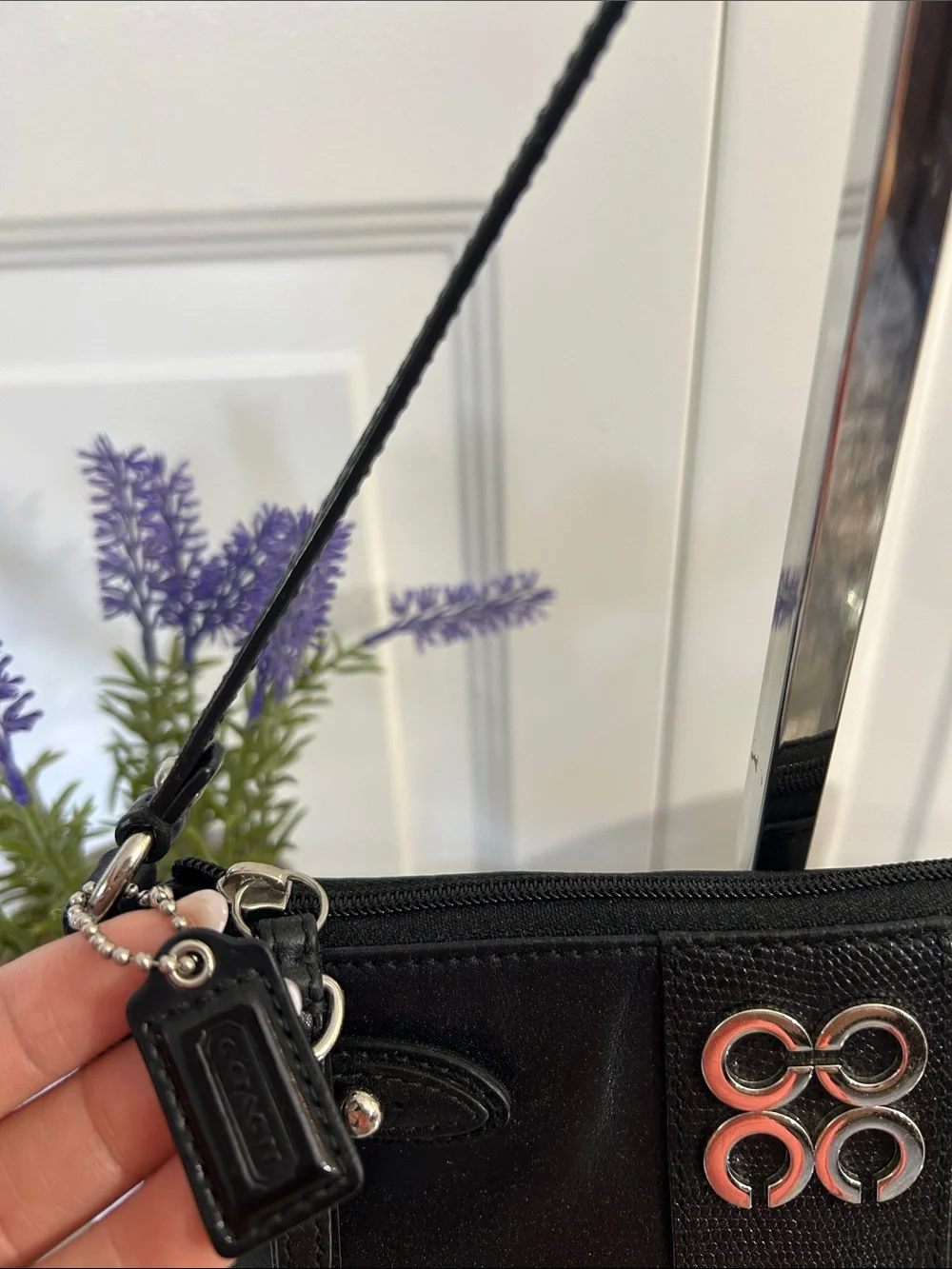 Coach Vintage Black Mini Bag with Silver Accents